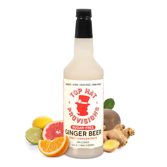 Top Hat Keto Sugar Free Ginger Beer Syrup  Moscow Mule Mix  Naturally Sweetened with Monk Fruit  Craft Soda Mixer Ginger Syrup for Cocktail Drinks  Just Add Seltzer Water  32oz Bottle