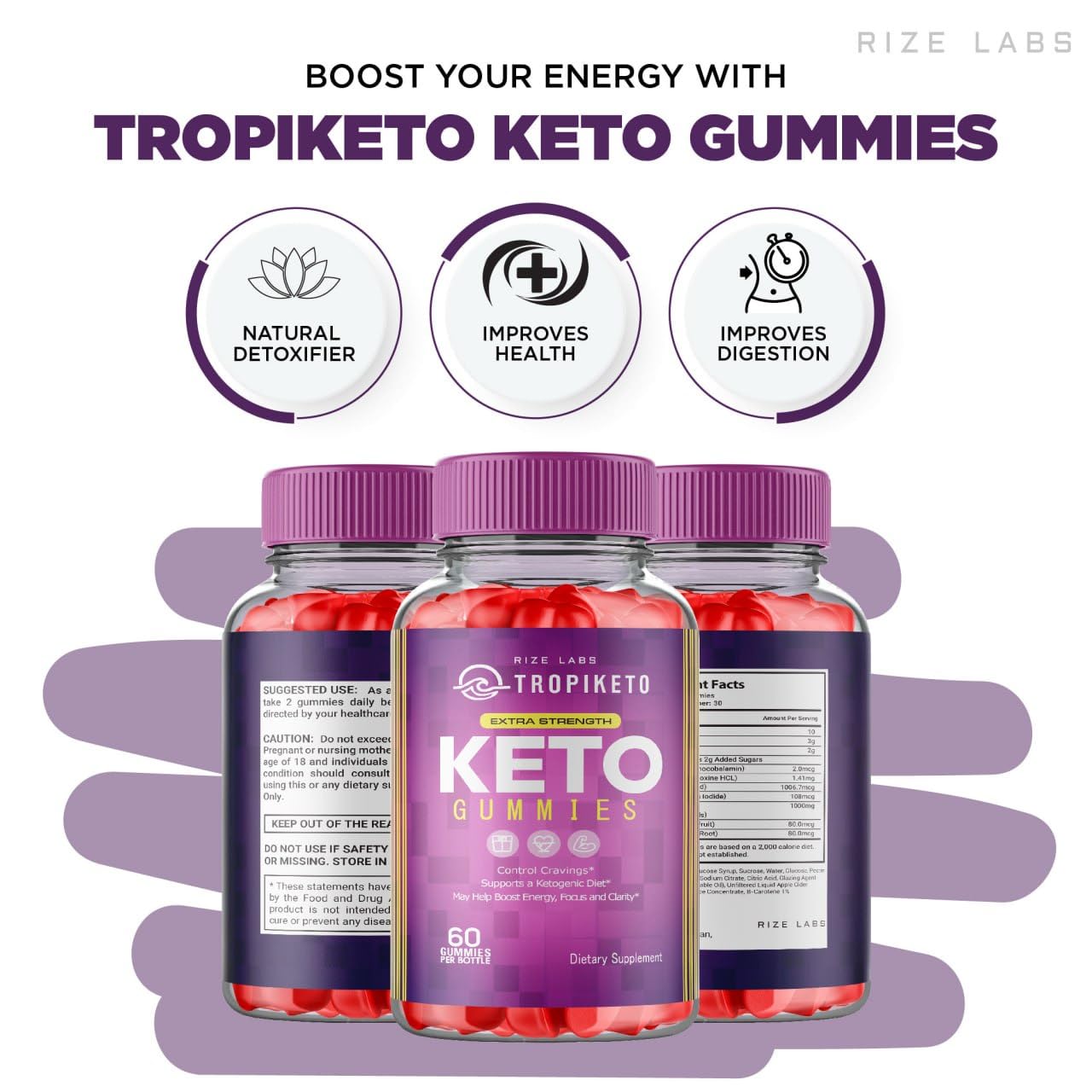 rize labs (Pack of 2 TropiKeto ACV Gummies - Extra Strength Keto Gummies for Advanced Weight Loss, Keto Supplement, Tropi Keto Gummy Reviews (120 Gummies)