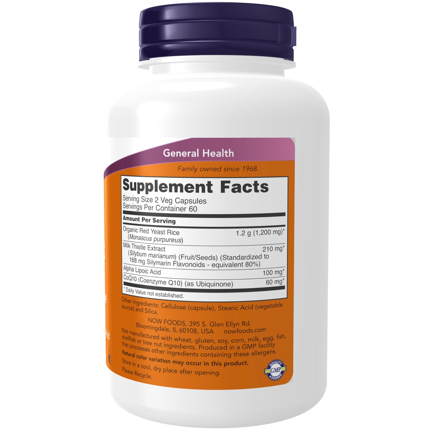 NOW Foods Supplements, Red Yeast Rice with CoQ10, plus Milk Thistle & Alpha Lipoic Acid, 120 Veg Capsules