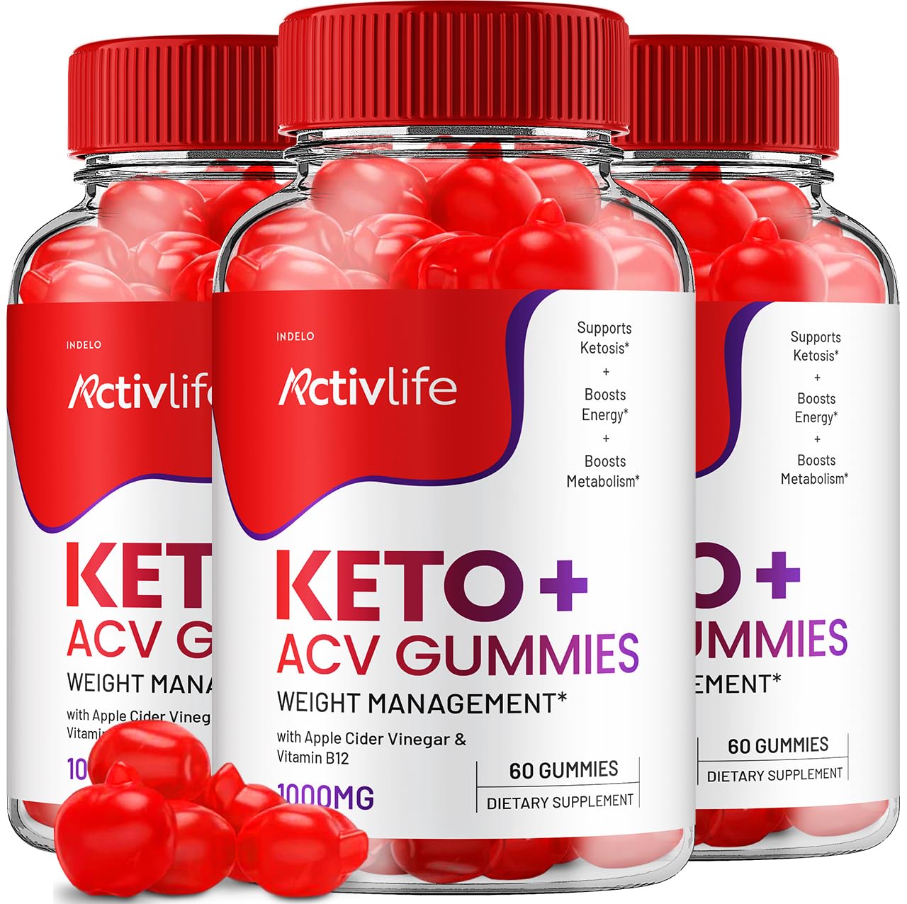 ActivLife Keto ACV Gummies - Active Life Keto Apple Cider Vinegar Gummies, ActivLife Keto + ACV Weight Management Gummies ActiveLife Advanced 1000mg Formula (3 Pack - 180 Gummies)