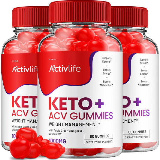 ActivLife Keto ACV Gummies - Active Life Keto Apple Cider Vinegar Gummies, ActivLife Keto + ACV Weight Management Gummies ActiveLife Advanced 1000mg Formula (3 Pack - 180 Gummies)