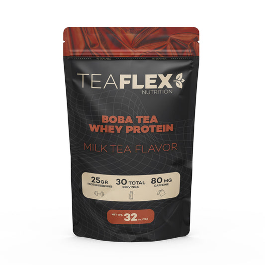 TeaFlex Nutrition Classic Milk Tea Protein Powder | 25g Whey Protein Isolate Powder | 80mg of Caffeine Per Service Bubble Tea Protein Drink | 30 Servings | No Added Sugar.