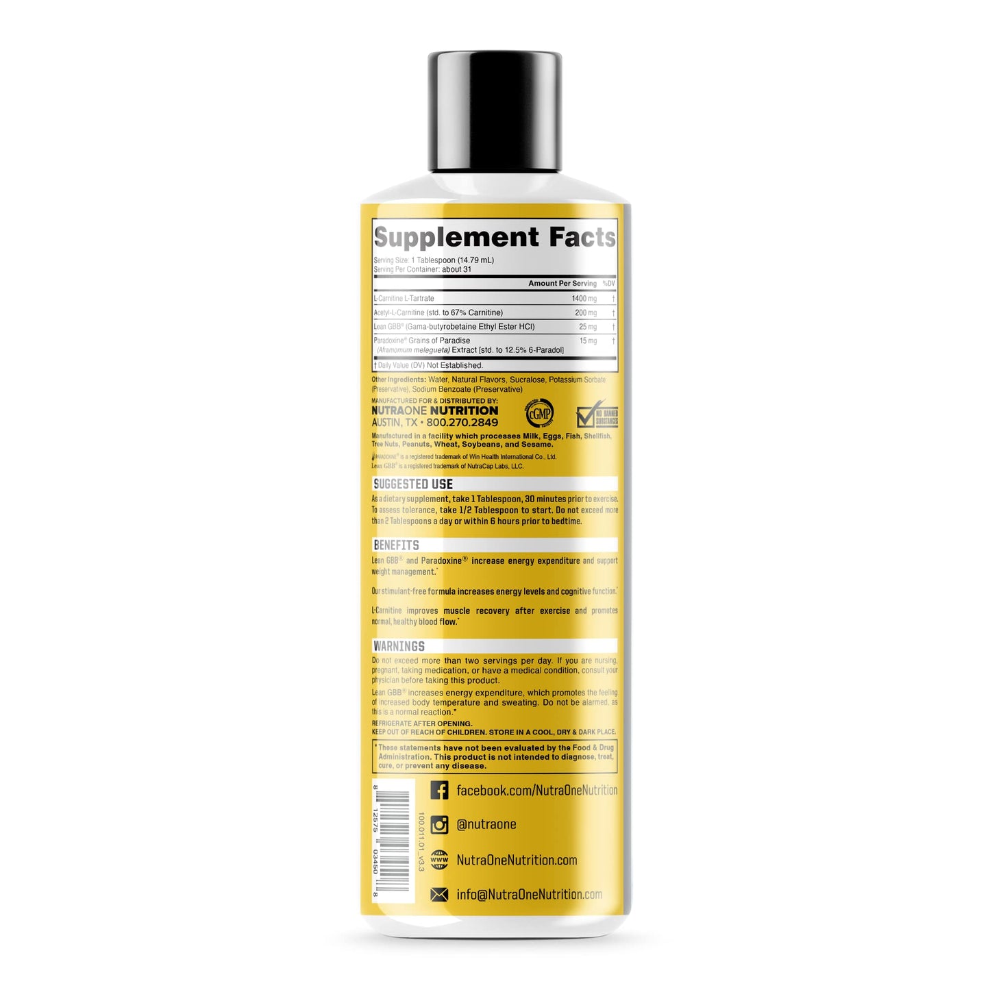 NutraOne Carnicuts Xtreme, L-Carnitine Liquid Supplement Stimulant Free (Pineapple - 31 Servings)*