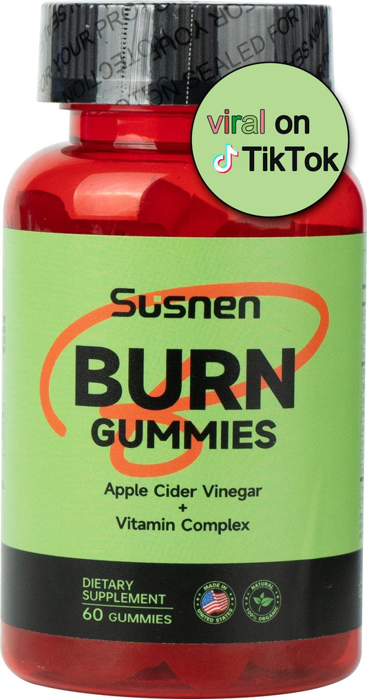 Susnen Apple Cider Vinegar Gummies,Burn Gummies,Apple Cider Vinegar Gummies,Formulated to Support Normal Energy Levels & Gut Health,Citrus Tea Polyphenol,Vitamin Complex Gummies(60 Gummies)