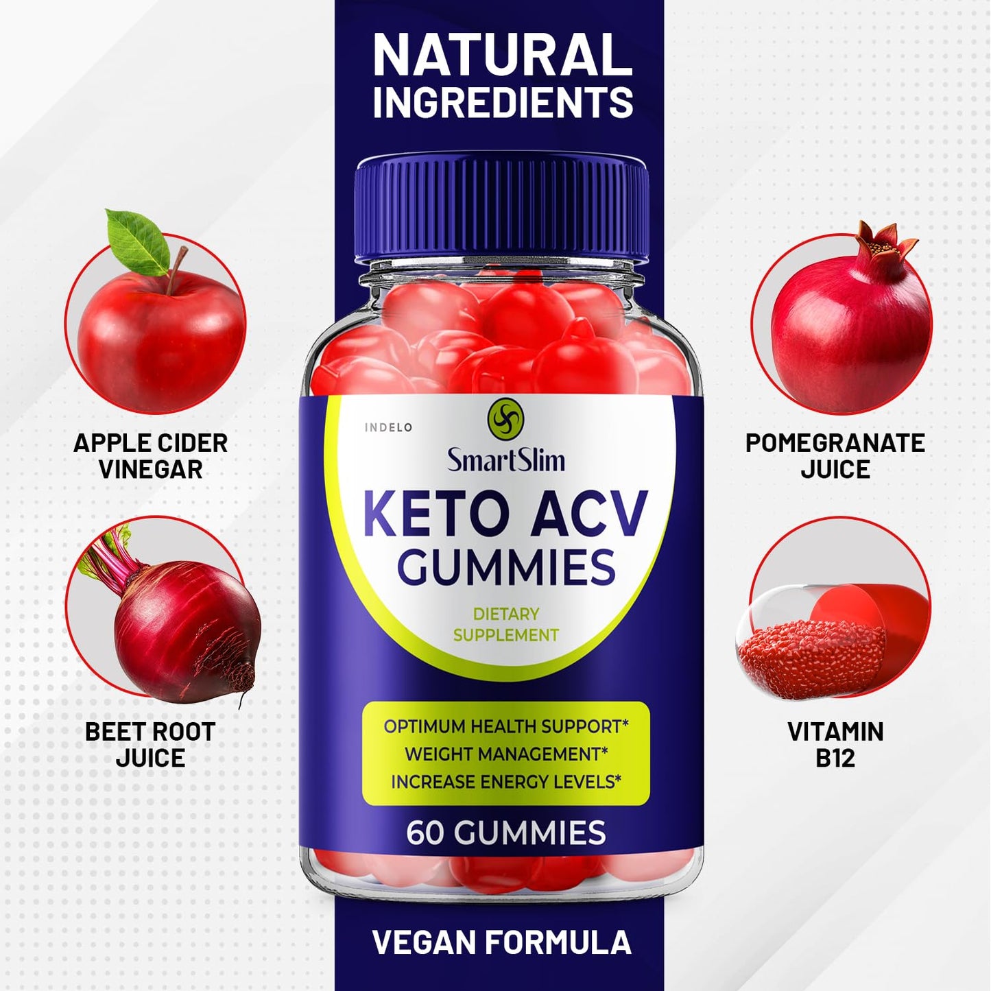 Smart Slim Keto ACV Gummies Advanced - Smart Slim ACV Gummies Reviews, Smart Slim Keto Gummies for Weight Management B12 SmartSlim 1000mg Formula (1 Pack - 60 Gummies)