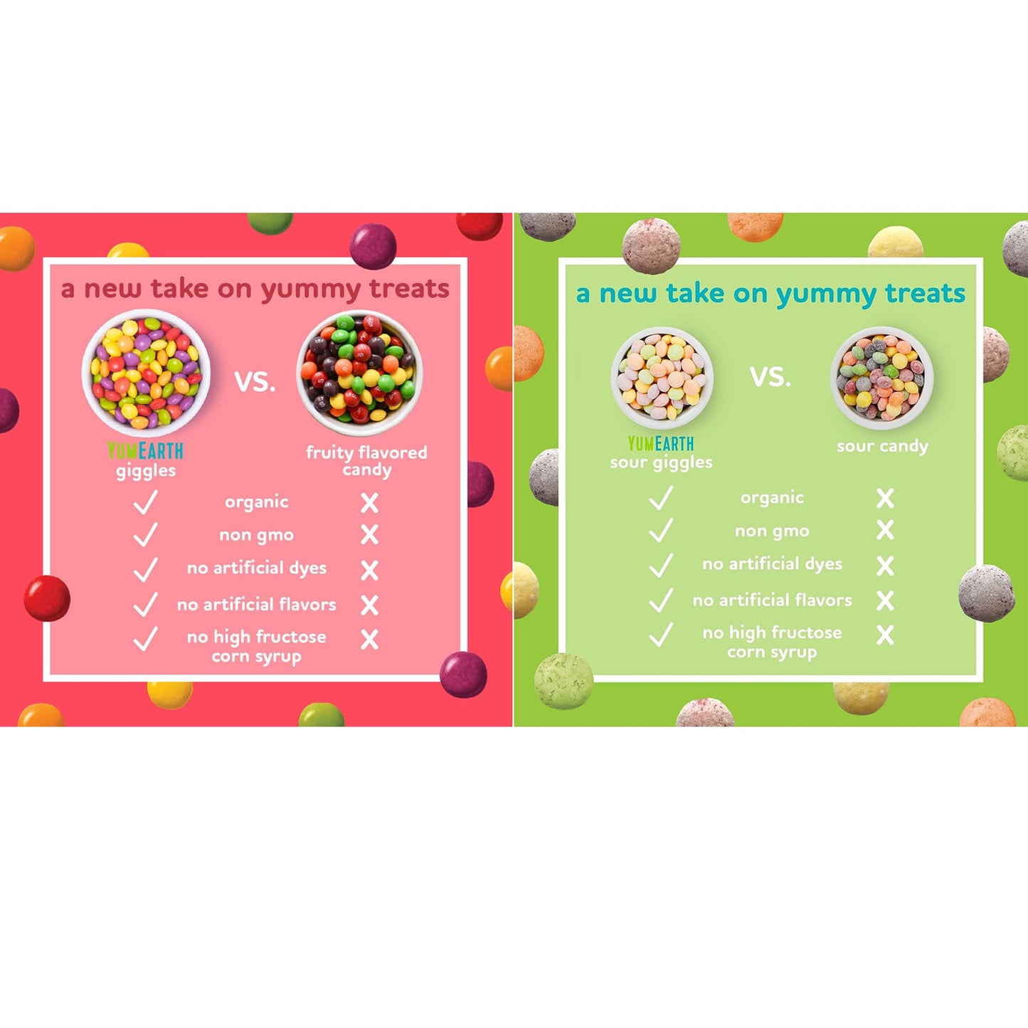Yumearth Giggles and Sour Giggles 5oz Bundle with Variety Box Mints Resealable Bags