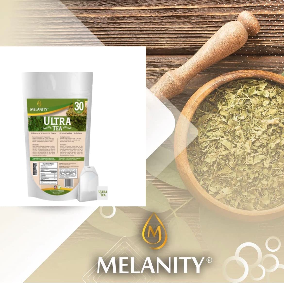 Melanity Detox Ultra Slim Tea 100% Naturals Herbs for Body Cleansing Suppress Appetite & Speed Up Metabolism Lose Weight Naturally No Caffeine Am Pm Metabolism Burn Fat 30 Bags