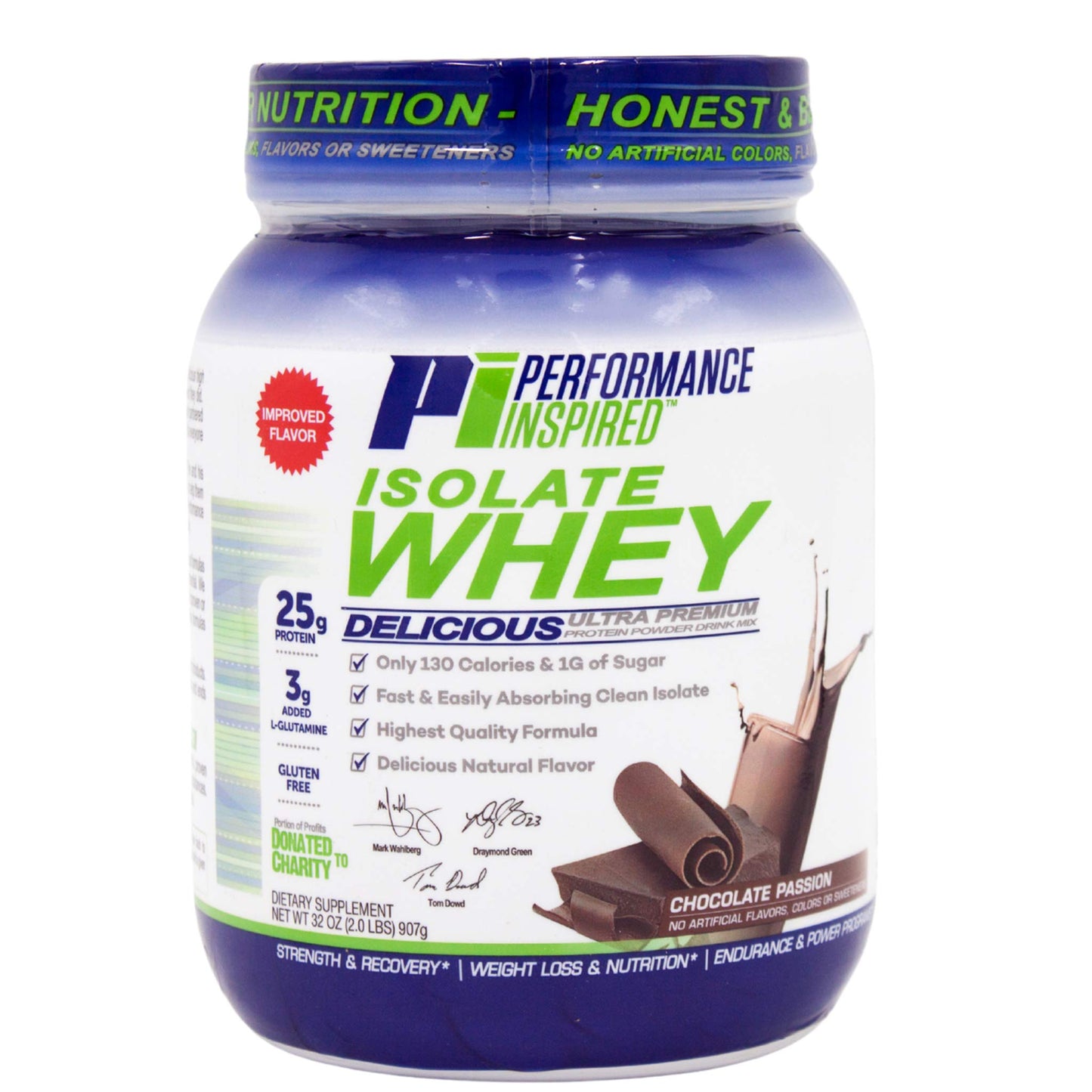 Performance Inspired Nutrition Isolate Whey Protein Powder - 25G Fast-Absorbing Protein - BCAAs & Added L-Glutamine - Clean & All-Natural - Chocolate Passion - 2 Pounds