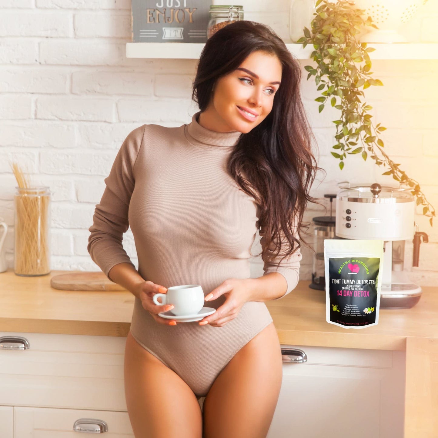 Healthy Diversions Tight Tummy Detox Tea, Extra Strength results within a week reduce bloating Herbal Tea Bags, Wellness & Energy Support 14 Tea Bags, 2.4oz (2 Packs Deal)