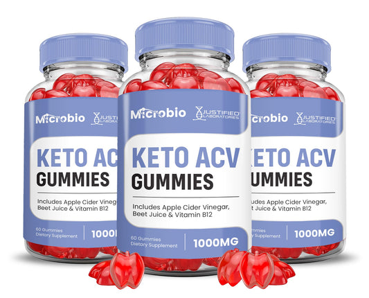 (3 Pack) Microbio Keto ACV Gummies Advanced Formula 1000MG Micro Bio Keto Gummies Apple Cider Vinegar Formulated with Pomegranate Beet Juice Powder B12 Vegan Non GMO 180 Gummys