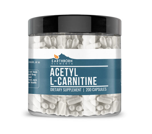 Earthborn Elements Acetyl L-Carnitine, 200 Capsules, Pure & Undiluted, No Additives