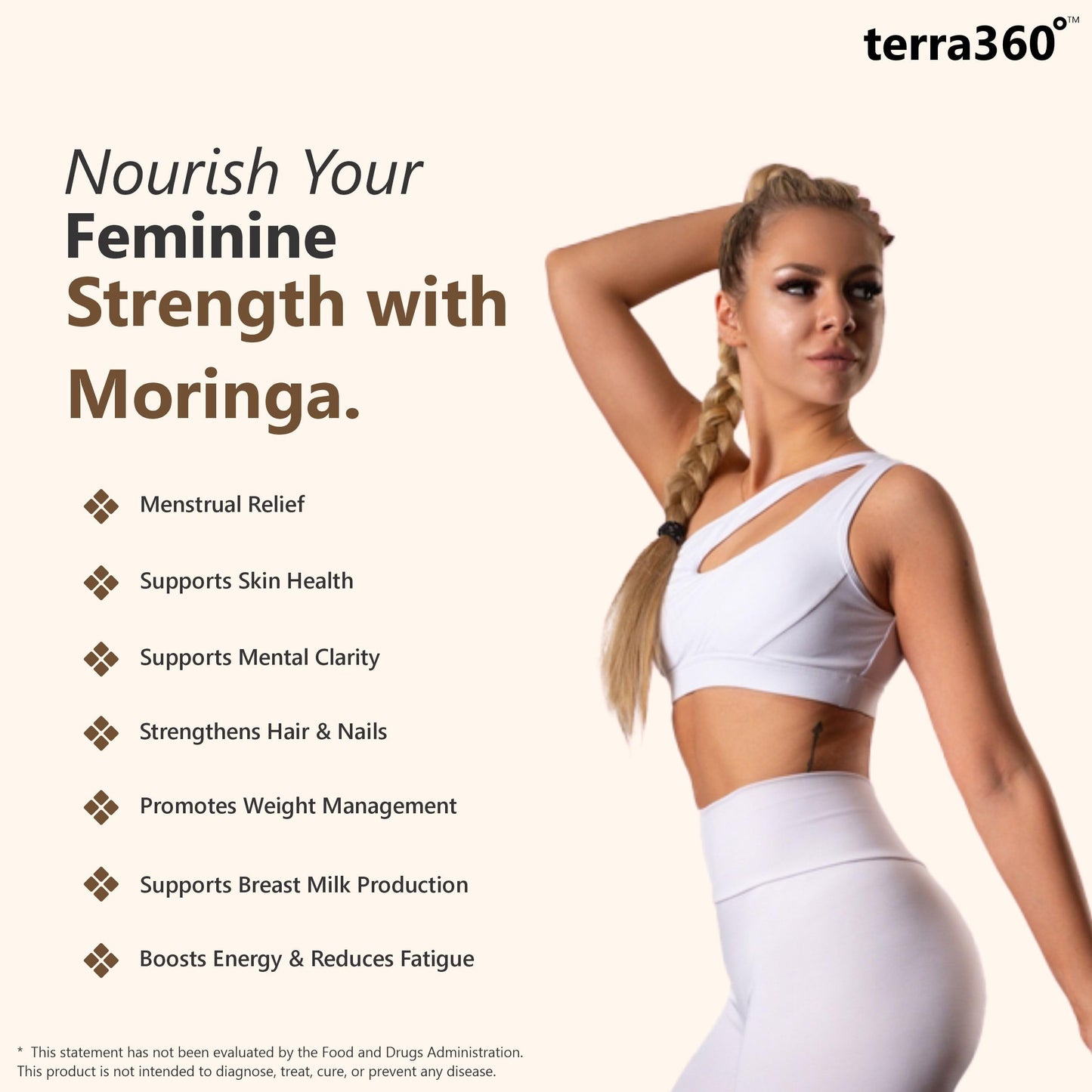 terra360° 800mg Moringa Capsules - Pure Moringa for Energy, Immune Support, Skin Health & Vitality - Nutrient-Rich Super Food with Essential Vitamins & Antioxidants, 60 Capsules