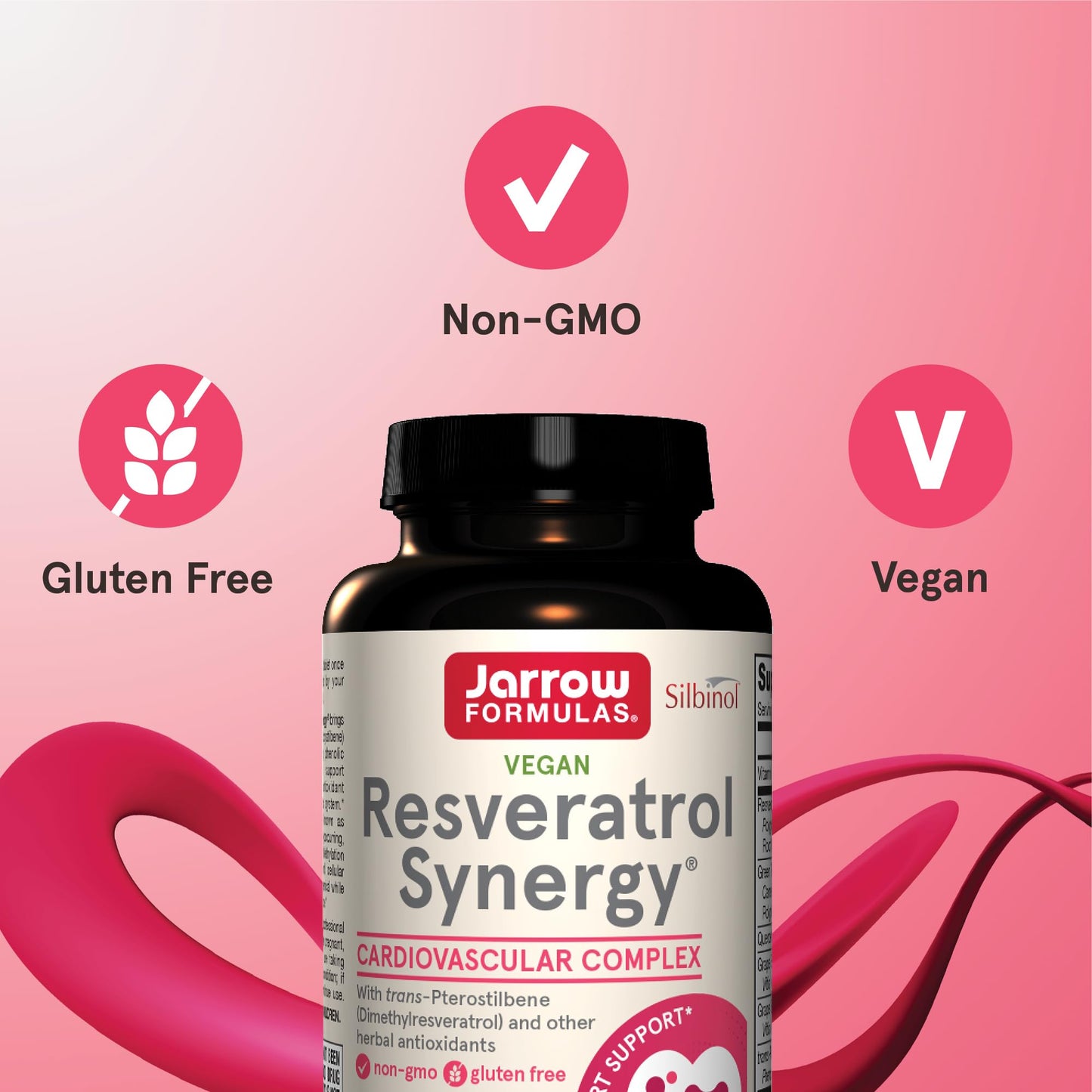Jarrow Formulas® Resveratrol Synergy® 200 mg, Dietary Supplement, Heart Support, 60 Tablets, 60 Day Supply