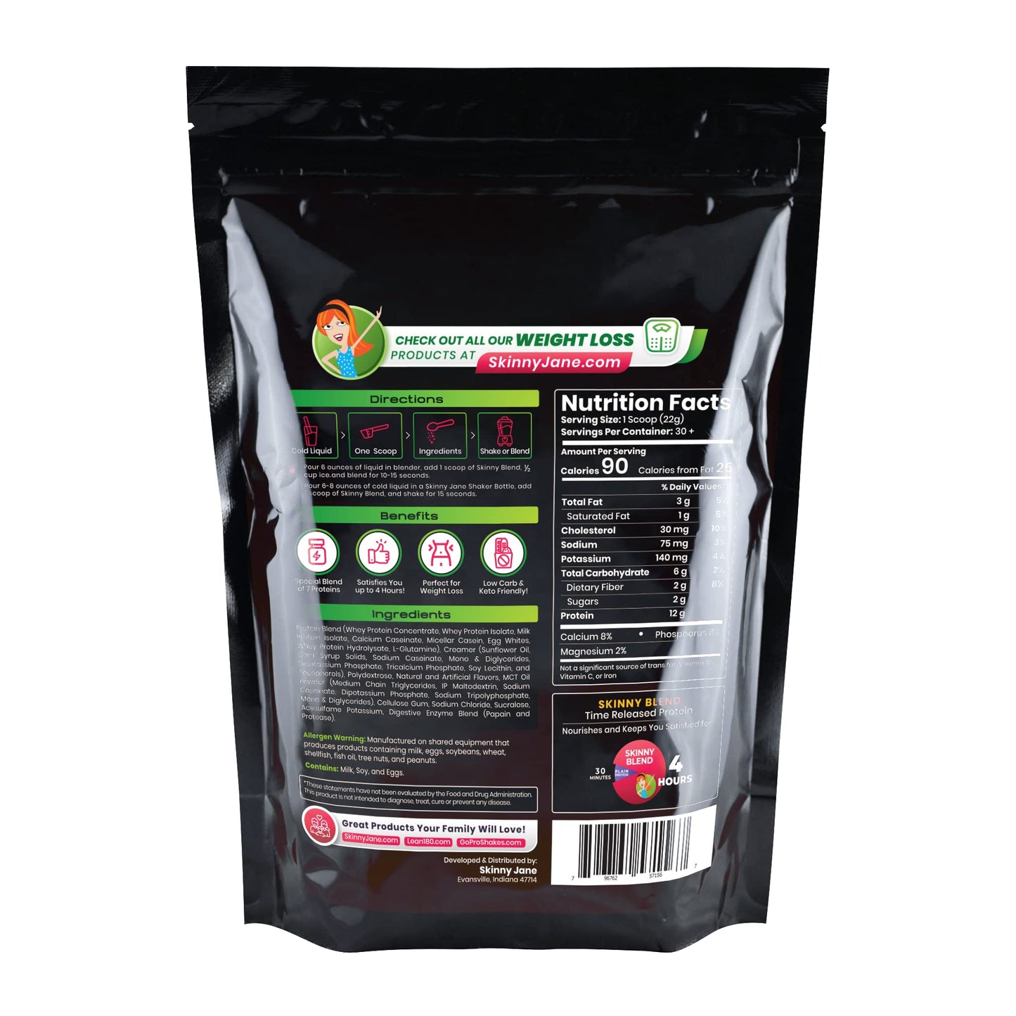 Skinny Blend | Best Tasting High Protein Shake for Women | Low Carb & Keto Friendly Meal Replacement | Satisfy Hunger & Boost Energy | Delicious Smoothie Flavor | 30 Shakes - Strawberry