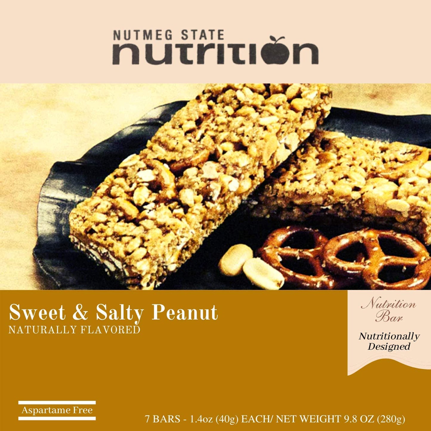 Nutmeg State Nutrition High Protein Snack Bar/Diet Bars - Sweet & Salty Peanut (7ct) - Trans Fat Free, Aspartame Free, Kosher, Appetite Suppressant