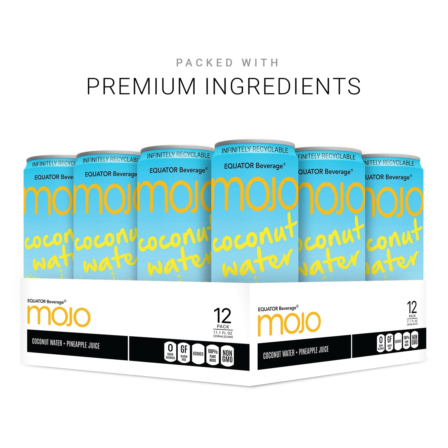 MOJO Coconut Water  Pineapple Juice  Hydration Drink  Sports Drink  Electrolytes Beverage 1043 mg  Vitamin B  C  Hydration Drink for Skin  Body  111 Oz Pack Of 12