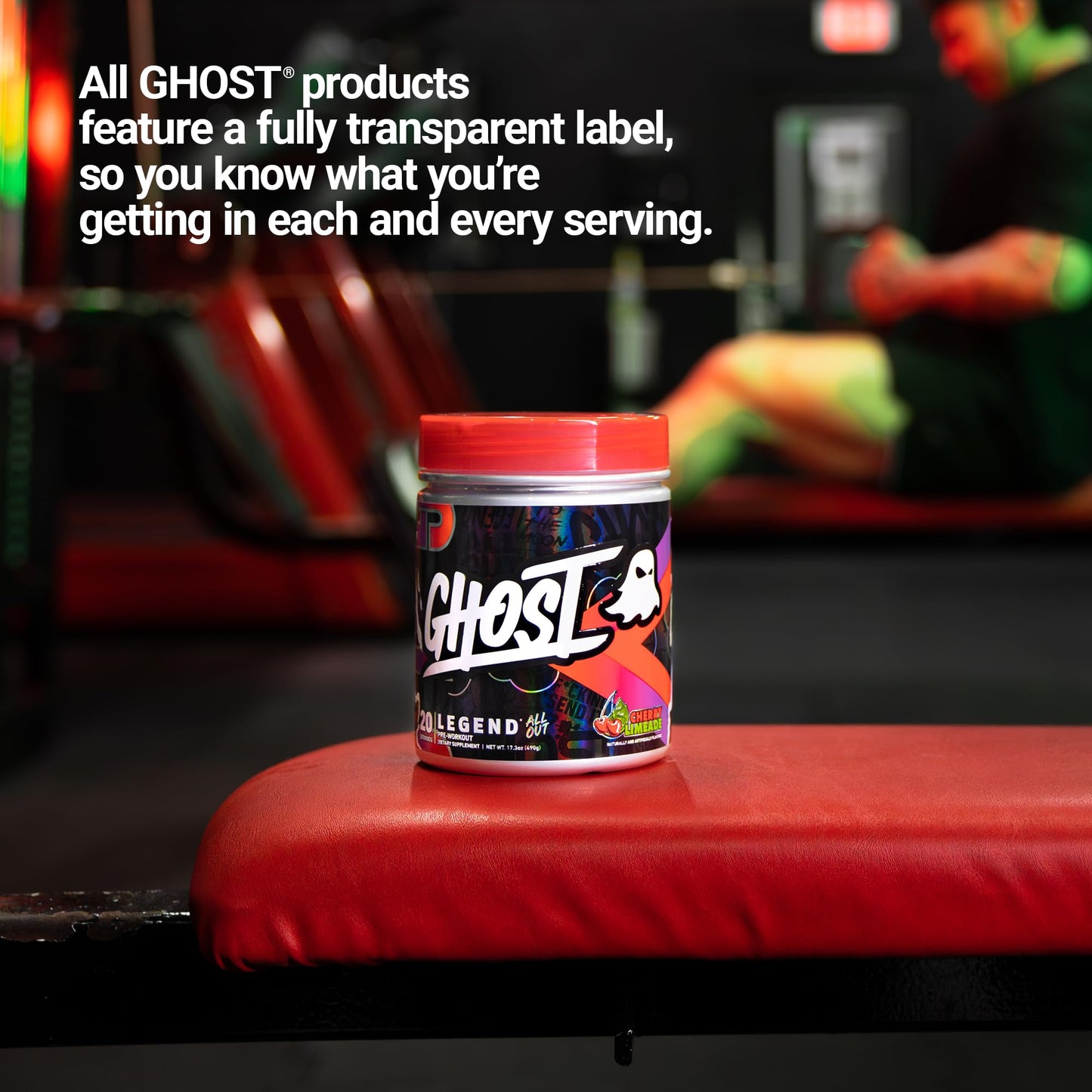 GHOST Legend All Out Pre-Workout Powder, Cherry Limeade - 20 Servings - Pre-Workout Supplement for Men & Women - Energy & Pumps - Caffeine, L-Citrulline, & Beta Alanine Blend - Sugar Free