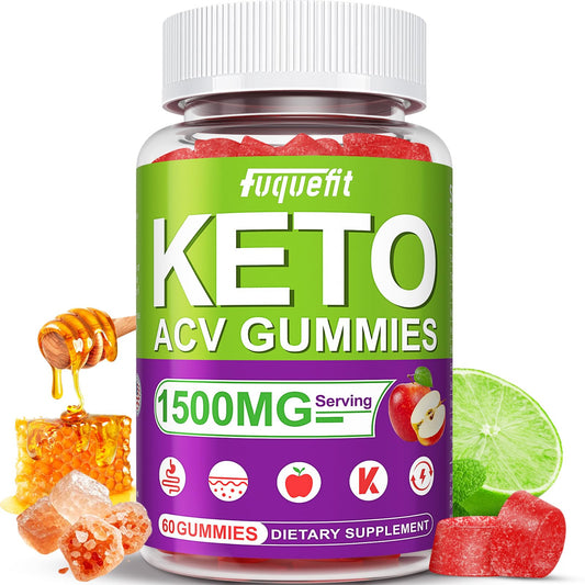Fuquefit Keto ACV Gummies - 1500mg - Keto Gummies Advanced Formula - ACV with B6 & 12, Pomegranate & Beet Juice - Vegan - 60