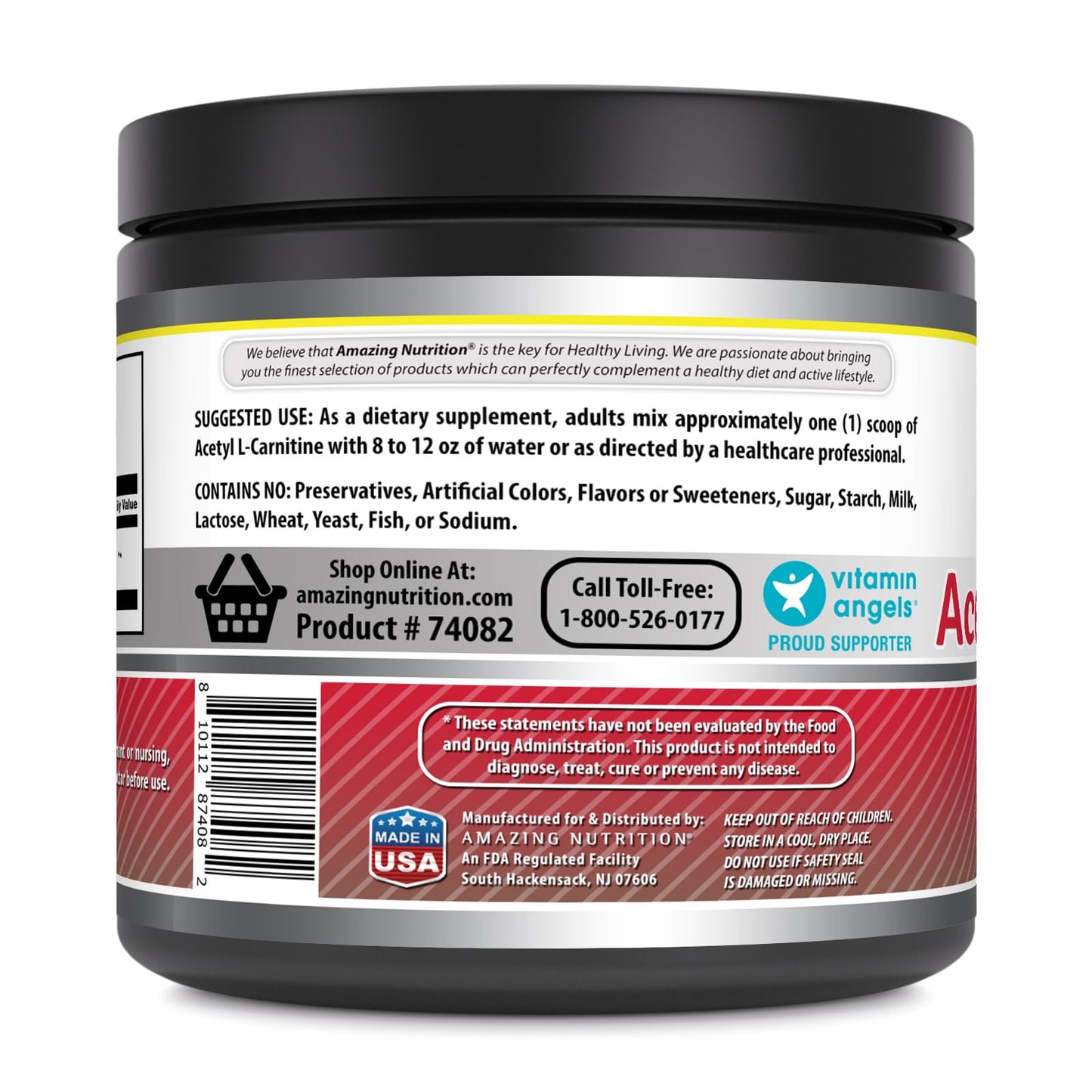 Amazing Formulas Acetyl L-Carnitine 100 Grams (3.5 Oz) Powder Supplement | 100 Servings | Non-GMO | Gluten Free | Made in USA