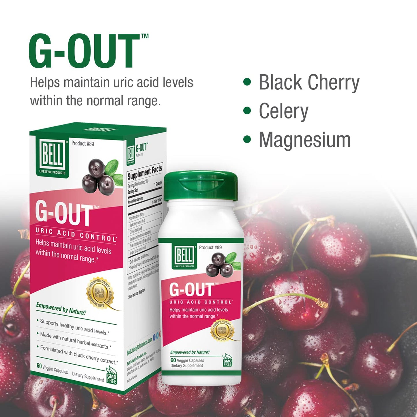 Bell G-Out Uric Acid Cleanse -2 Pack Combo | A Unique Blend of Herbal Extracts That Supports Uric Acid Levels Within Normal Range | 120 Capsules
