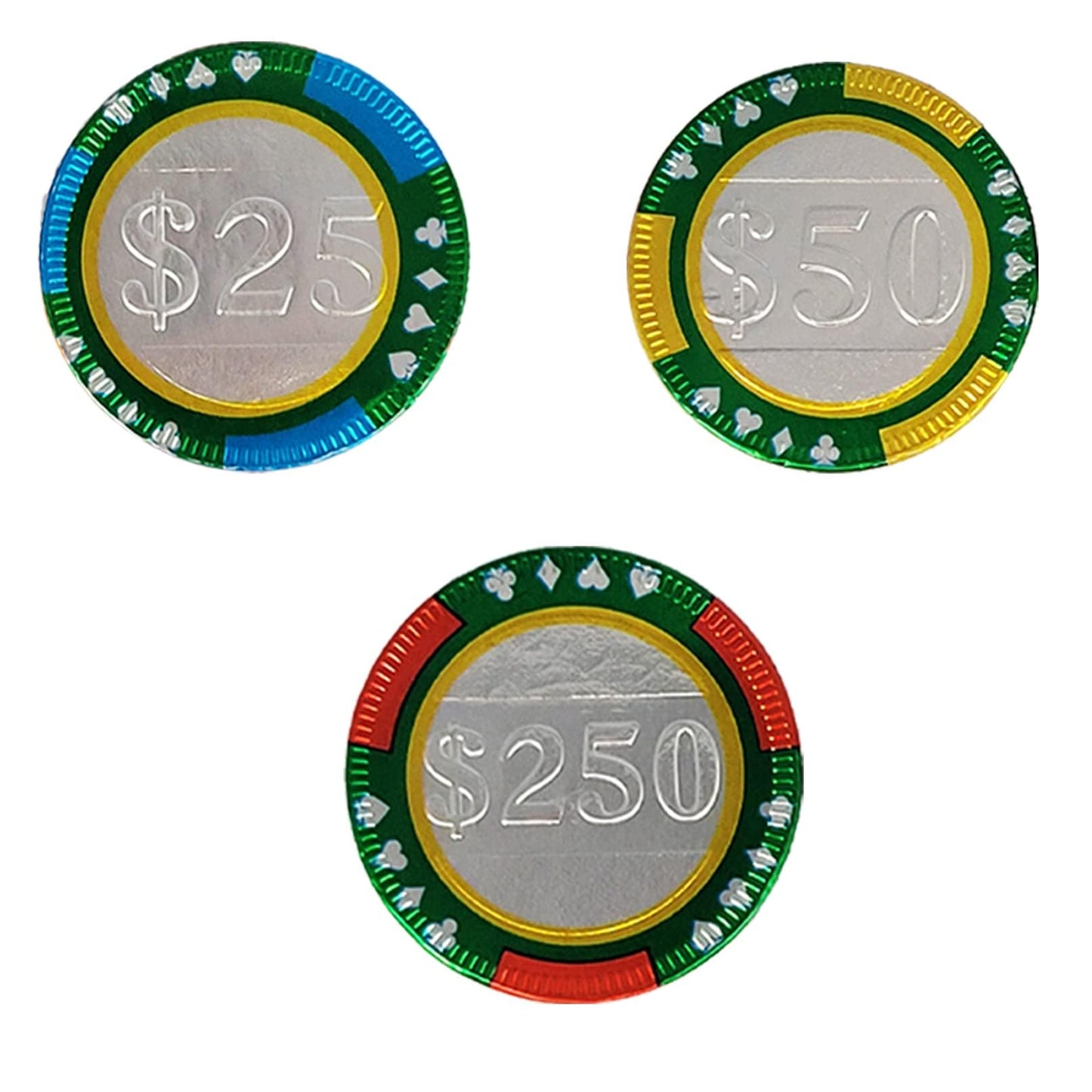 Fruidles Casino Poker Chips Belgian Milk Chocolate Coins Kosher Certified Dairy Non GMO 25Pack