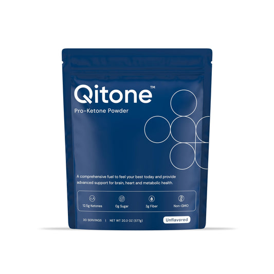 Qitone BHB Exogenous Ketones, Ketone Ester Powder, Coffee Creamer Alternative, Rapid Ketosis, Brain, Focus & Concentration Boosting, Stimulant-Free Energy, 0 Sugar, Unflavored, 30 Servings