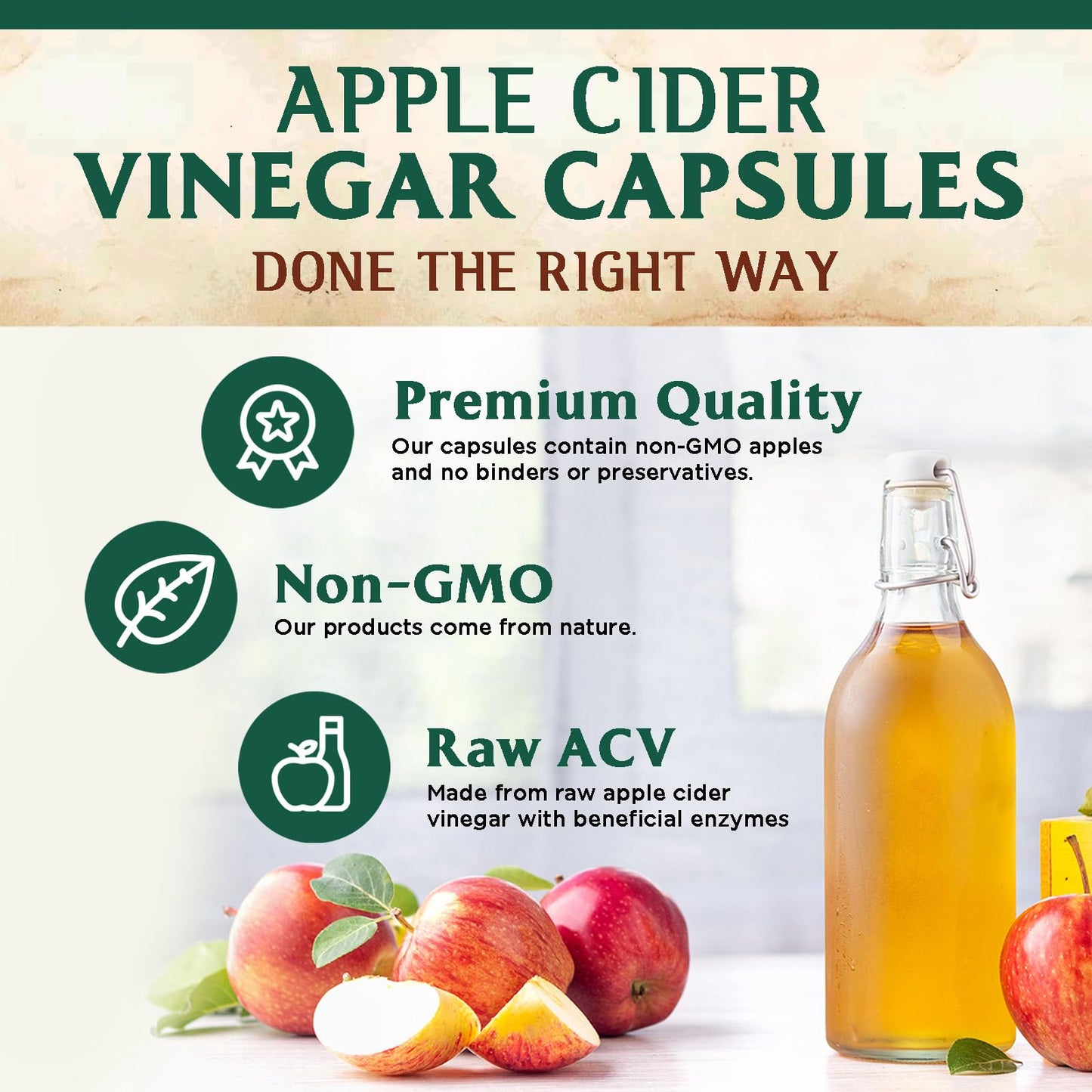 Apple Cider Vinegar Capsules for Detox & Cleanse with Vitamin D & Zinc - 1877mg per Serving - Premium ACV Pills with Joint Natural Digestion & Immune Support - Non-GMO Supplement - 60 Capsules