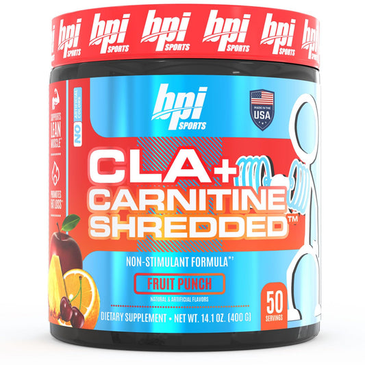 BPI Sports CLA + Carnitine Shredded Supports Lean Muscle & Promotes Fat Loss - Fruit Punch (14.1 oz. / 50 Servings)