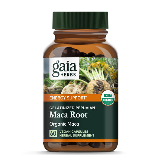 Gaia Herbs Maca Root - Caffeine-Free Natural Energy Supplement - Supports and Maintains Healthy Energy and Stamina - Made with Organic Maca Root (Lepidium meyenii) - 60 Vegan Capsules (30-Day Supply)