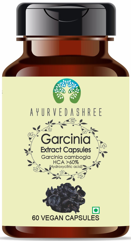 AYURVEDASHREE Garcinia Extract 500mg - 60 Vegetarian Capsules|Garcinia Cambogia| All Natural | 100% Vegan | Gluten-Free | GMP Certified