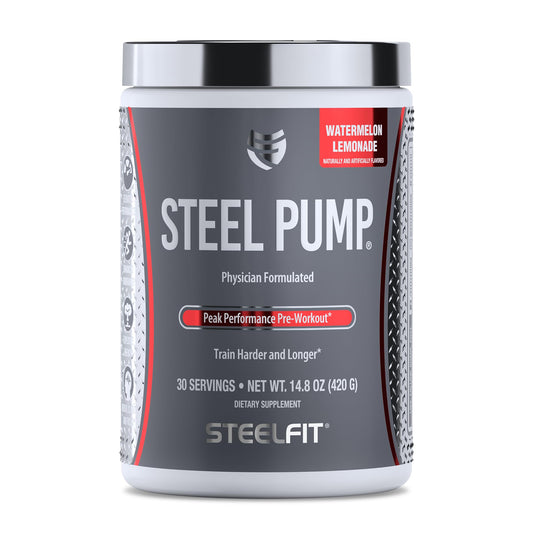 SteelFit Steel Pump | Advanced Pre Workout Powder & Nitric Oxide Supplement | Watermelon Lemonade, 30 Servings | for Muscle Building & Recovery | Made with Peak ATP, Ashwagandha, & Electrolytes