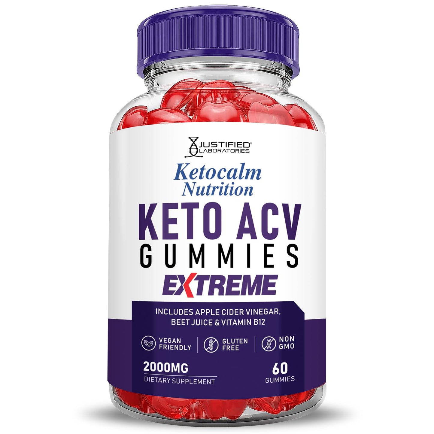 (2 Pack) Ketocalm Nutrition Keto ACV Gummies Extreme 2000MG Keto Calm Nutrition Keto Gummies Apple Cider Vinegar Formulated with Pomegranate Beet Juice Powder B12 Vegan Non GMO 120 Gummys