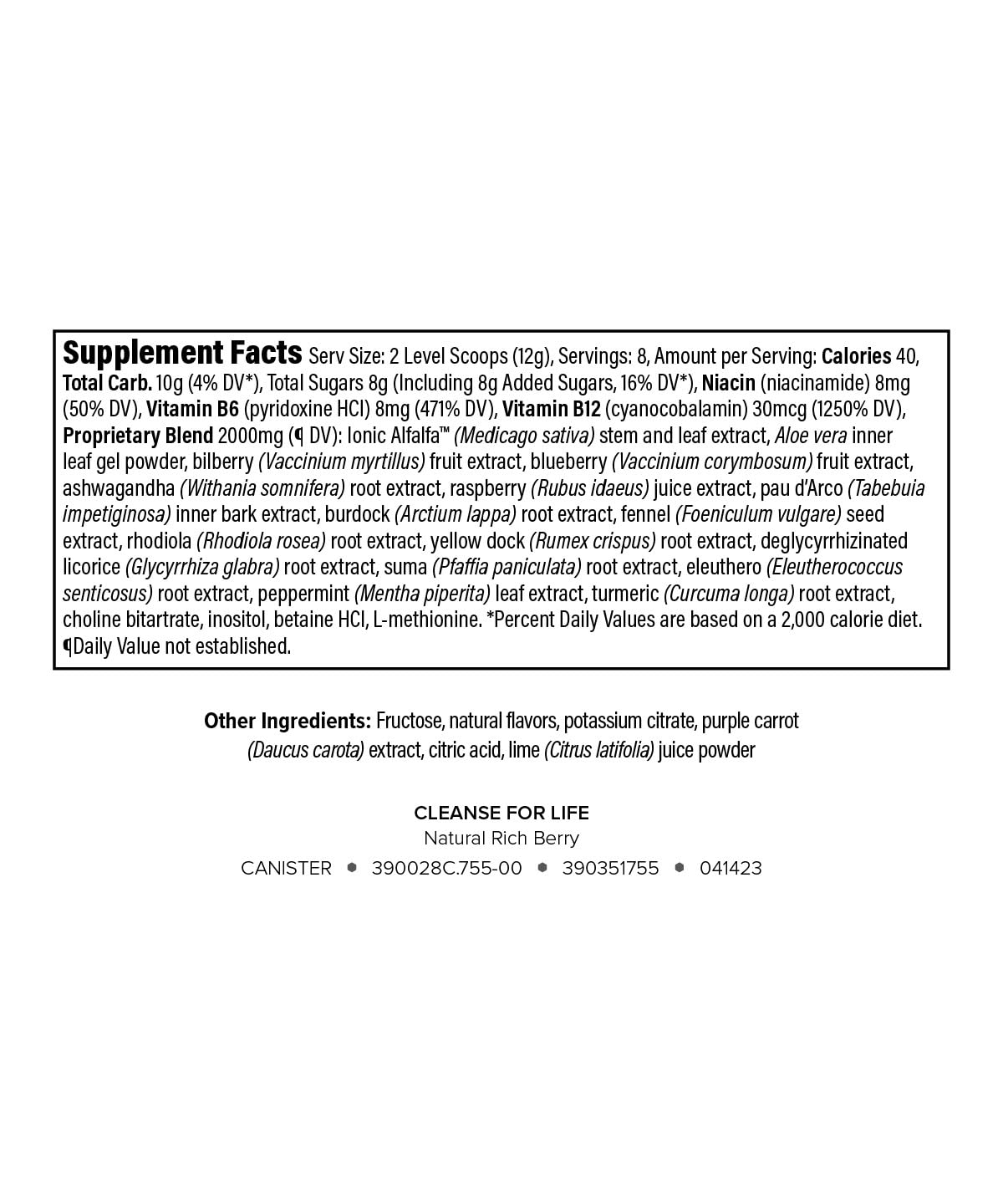 Isagenix Cleanse for Life - Powder Supplement for Cleanse Drink with No Laxatives or Diuretics - Support Metabolism with Vitamin B12 & Niacin - Natural Rich Berry -3.4 Oz (16 Servings)