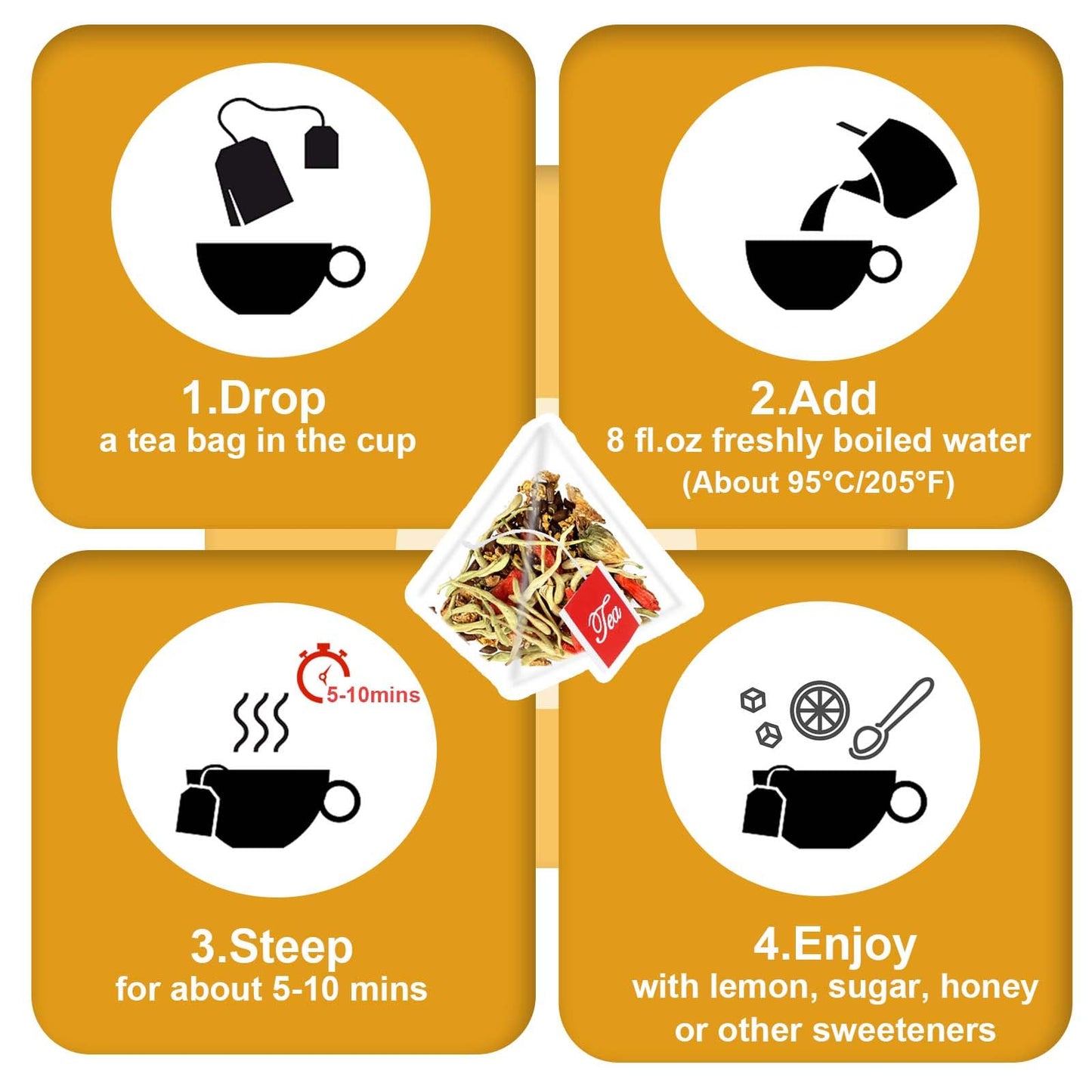 TEARELAE  Chrysanthemum Cassia Seed Tea  5g x 20 Counts  Burdock Root Goji Berry Honeysuckle Osmanthus  Combination Herbal Tea Bags