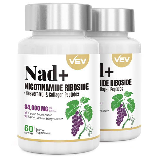 VEV NAD+ Supplement with Resveratrol & Collagen - Supports Cellular Energy & Healthy Aging, Liposomal NAD Capsules for Enhanced Absorption - 120 Capsules