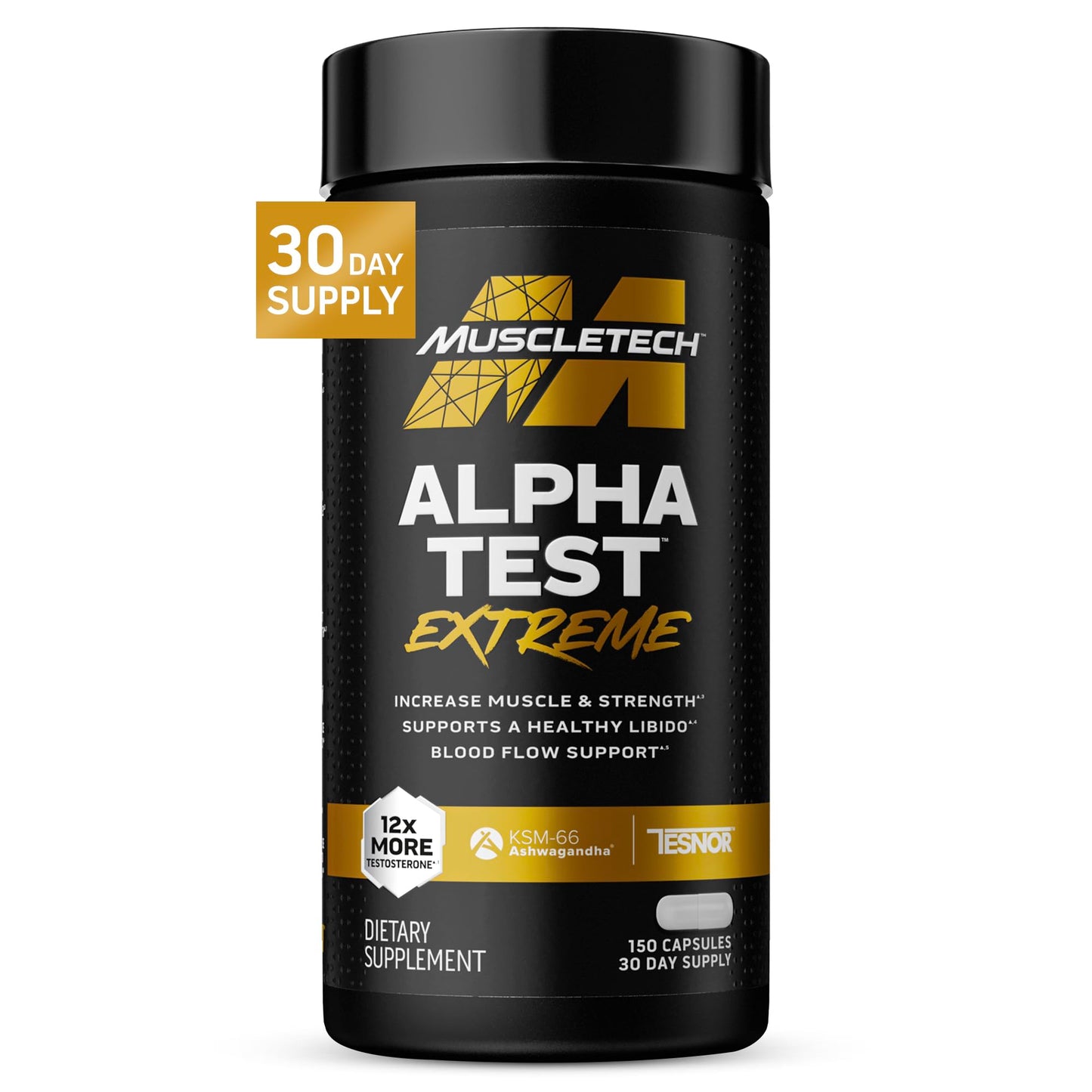 MuscleTech Testosterone Booster for Men, AlphaTest (150 Capsules) - Workout Testosterone Supplement for Men - Sports Nutrition Testosterone Booster for Endurance, Strength & Muscle Builder
