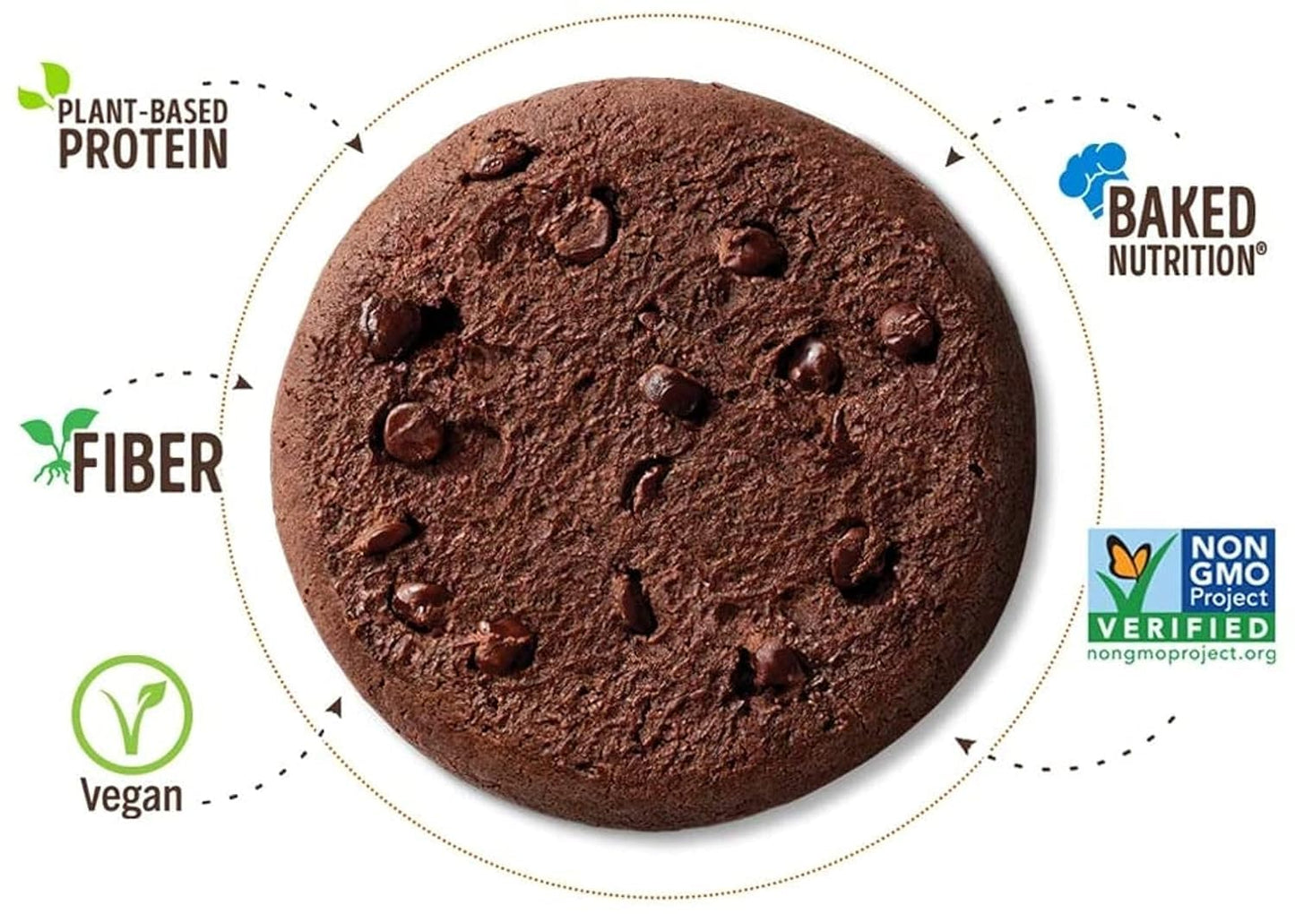 Lenny & Larry's The Complete Cookie, Double Chocolate, Soft Baked, 8g Plant Protein, Vegan, Non-GMO, 2 Ounce Cookie (Pack of 12)