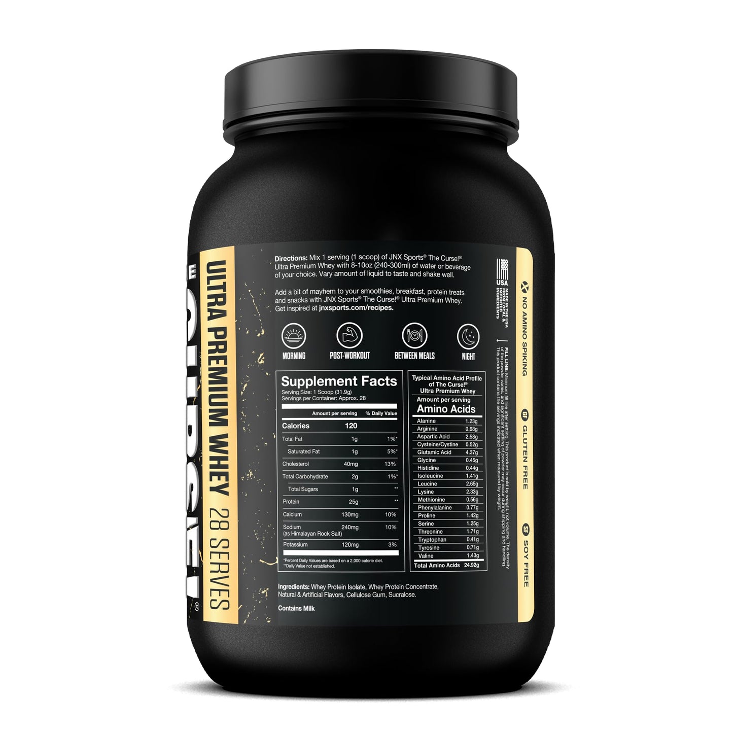 JNX SPORTS The Curse! Ultra Premium Whey Protein Powder Vanilla Bean 2lb | 25g Protein Per Serve, Primary Source Whey Isolate