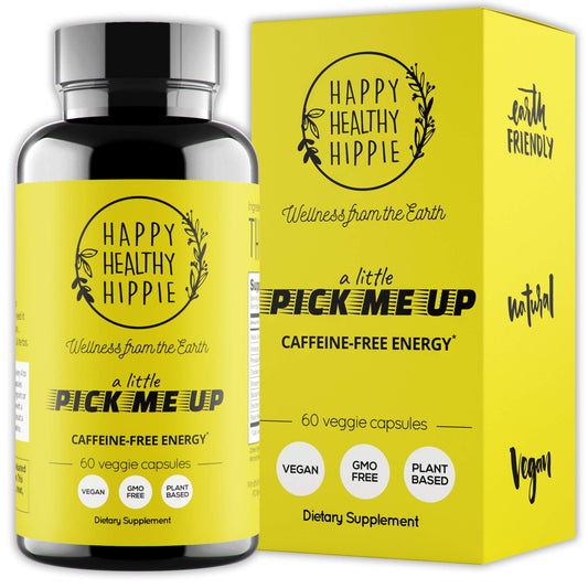 Natural Energy Pills - Caffeine Free - Metabolism, Mental Booster - with Rhodiola Rosea, Dandelion Root, Bacopa, Ginseng Extract - 7 Herbs & Absorption Enhancing Piperine - Vegan, Non-GMO, 60 Ct
