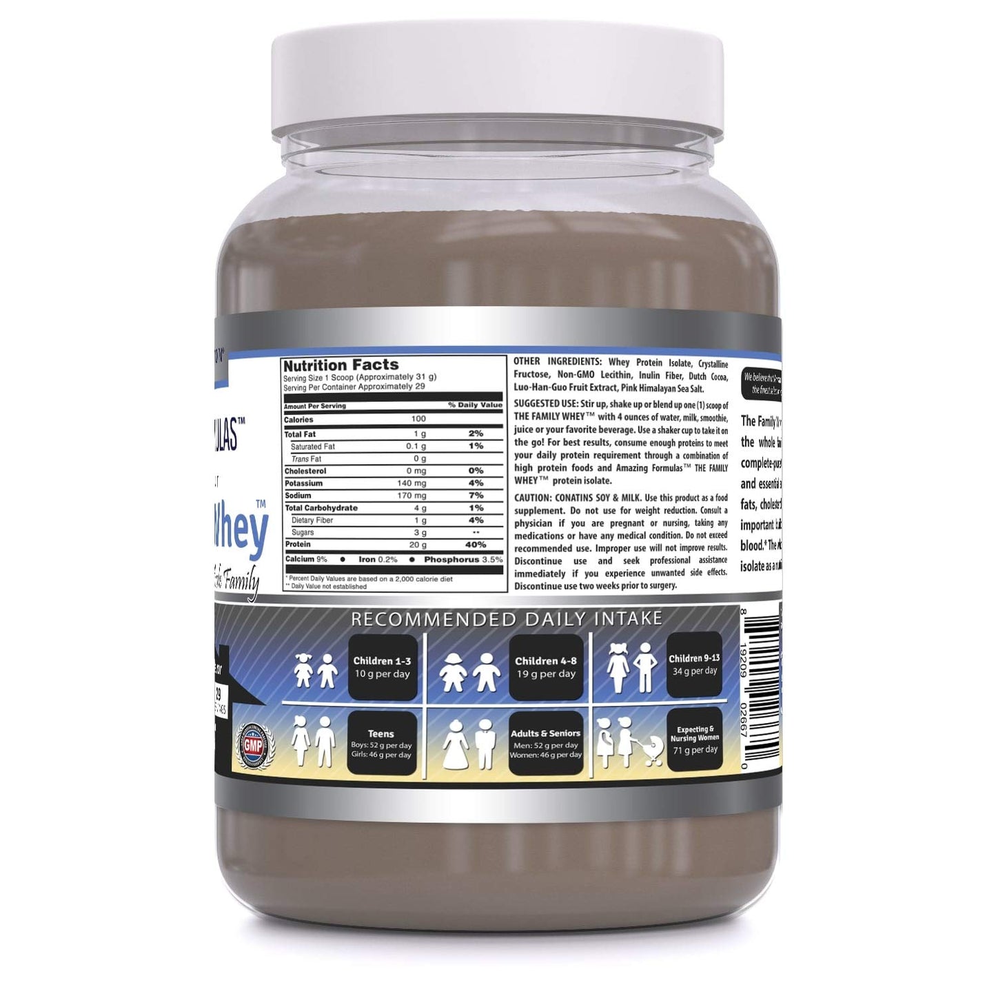 Amazing Formulas The Family Whey Protein (Isolate) Powder for The Whole Family - 2 lbs - Most Complete & Purest Form of Protein - Gluten Free (Cookie & Cream)