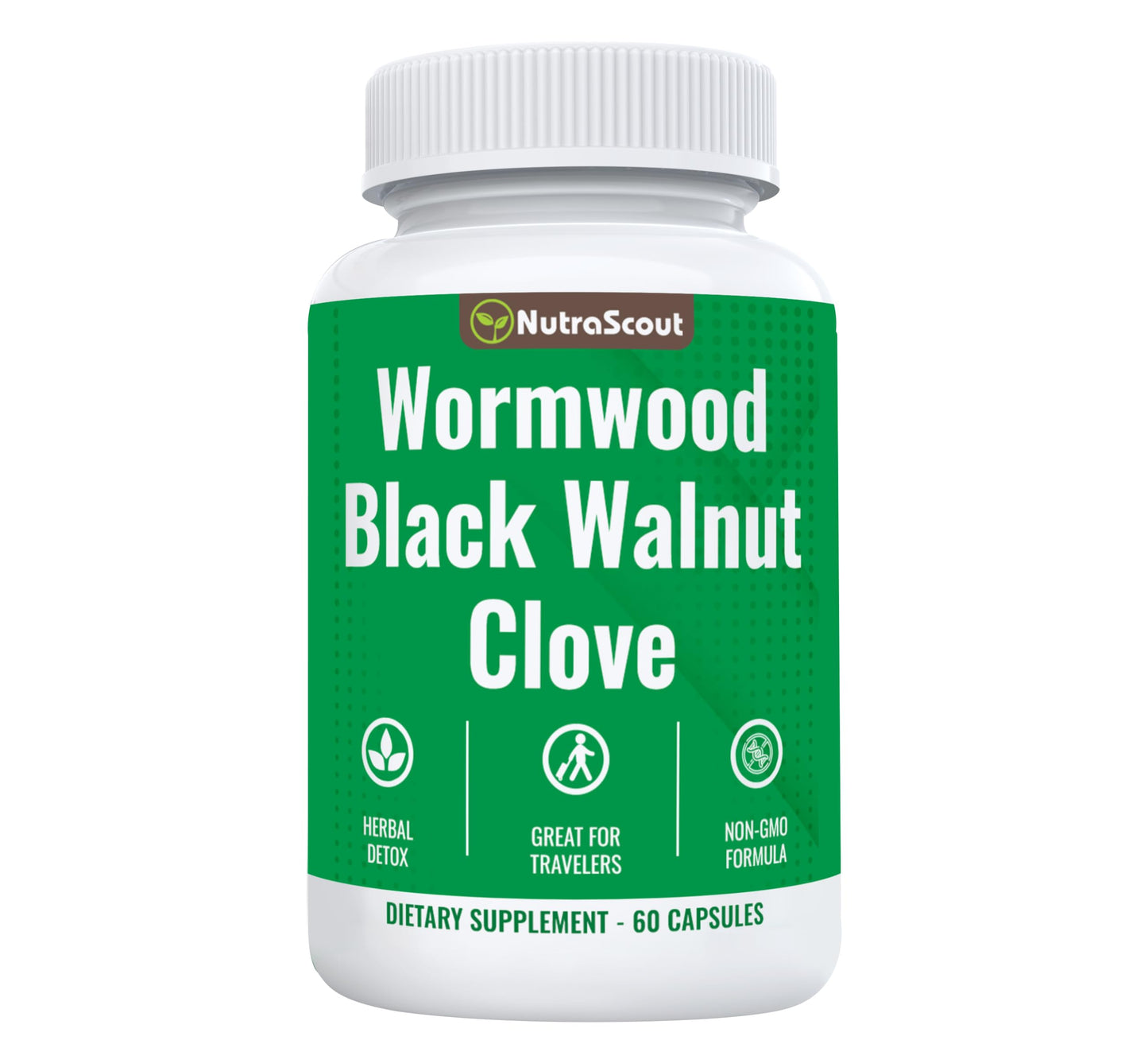 NutraScout Wormwood, Black Walnut & Clove Complex | Whole Body Detox Cleanse | Lab Tested, USA Made, Non-GMO, Easy to Swallow | 60 Capsules