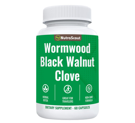 NutraScout Wormwood, Black Walnut & Clove Complex | Whole Body Detox Cleanse | Lab Tested, USA Made, Non-GMO, Easy to Swallow | 60 Capsules