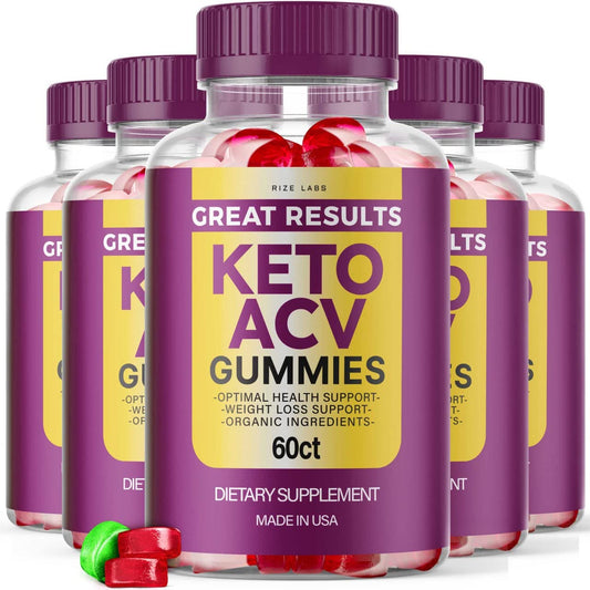 rize labs - Great Results Keto ACV Gummies, Advanced Apple Cider Vinegar Gummies (300 Gummies) (Pack of 5)