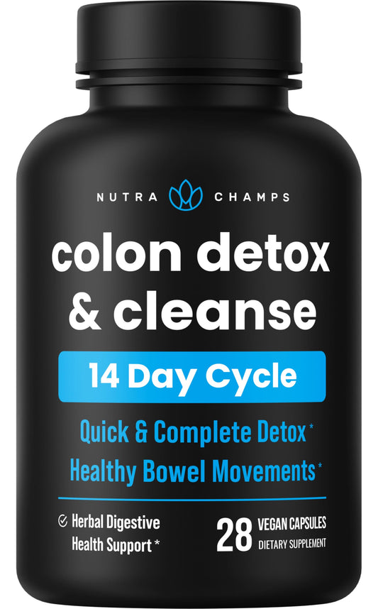 NutraChamps Colon Cleanse & Detox for Weight Loss [14 Day Quick Cleanser] Safe & Effective Formula with Probiotic & Digestive Enzymes for Constipation Relief