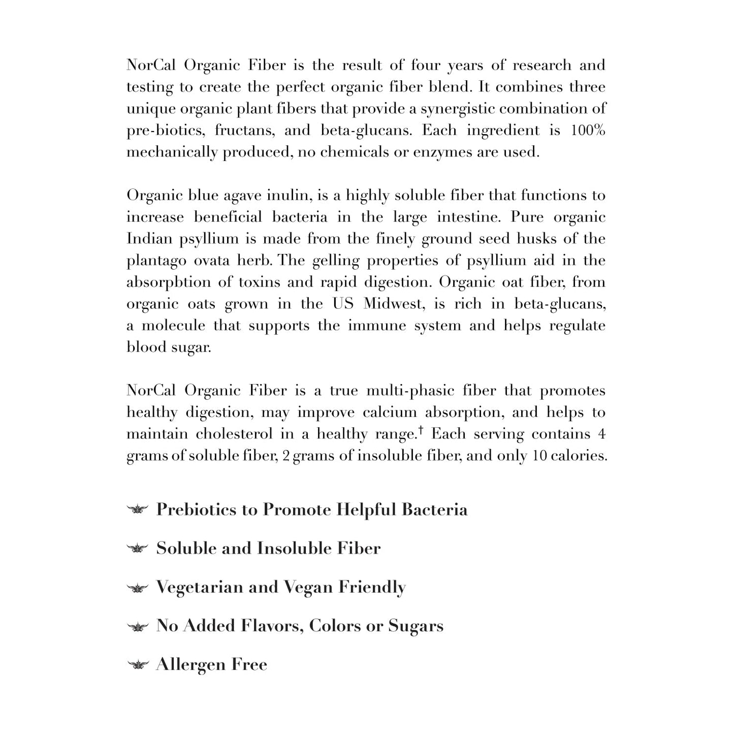 Norcal Organic Fiber - 2lbs | Prebiotics & Psyllium Husk Blend | Gluten-Free, Non-GMO, Soluble & Insoluble Fiber Supplement