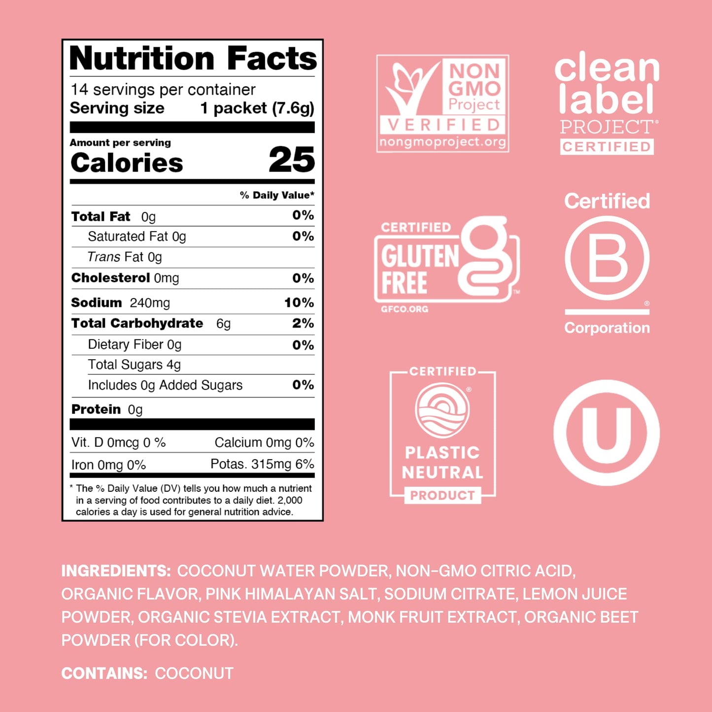 Cure Hydration | Plant-Based Electrolyte Drink Mix | No Added Sugar | FSA & HSA | Dehydration Relief Powder Made with Coconut Water | Non-GMO | Vegan | Pouch of 14 Packets - Strawberry Kiwi