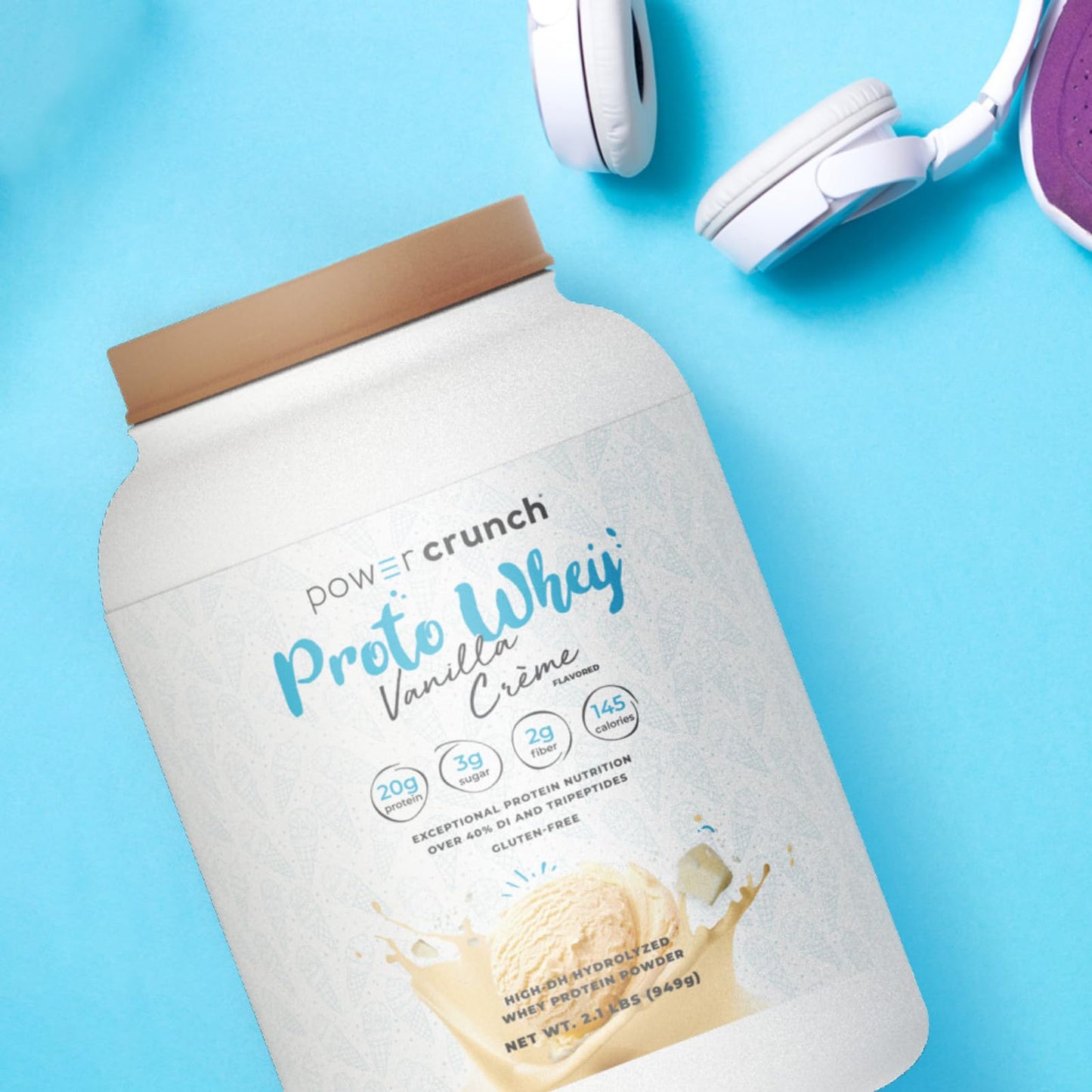 Power Crunch Proto Whey Vanilla Crème Protein Powder, 20g Protein, 26 Servings 1 Container of 2.1 LBS (949 g)