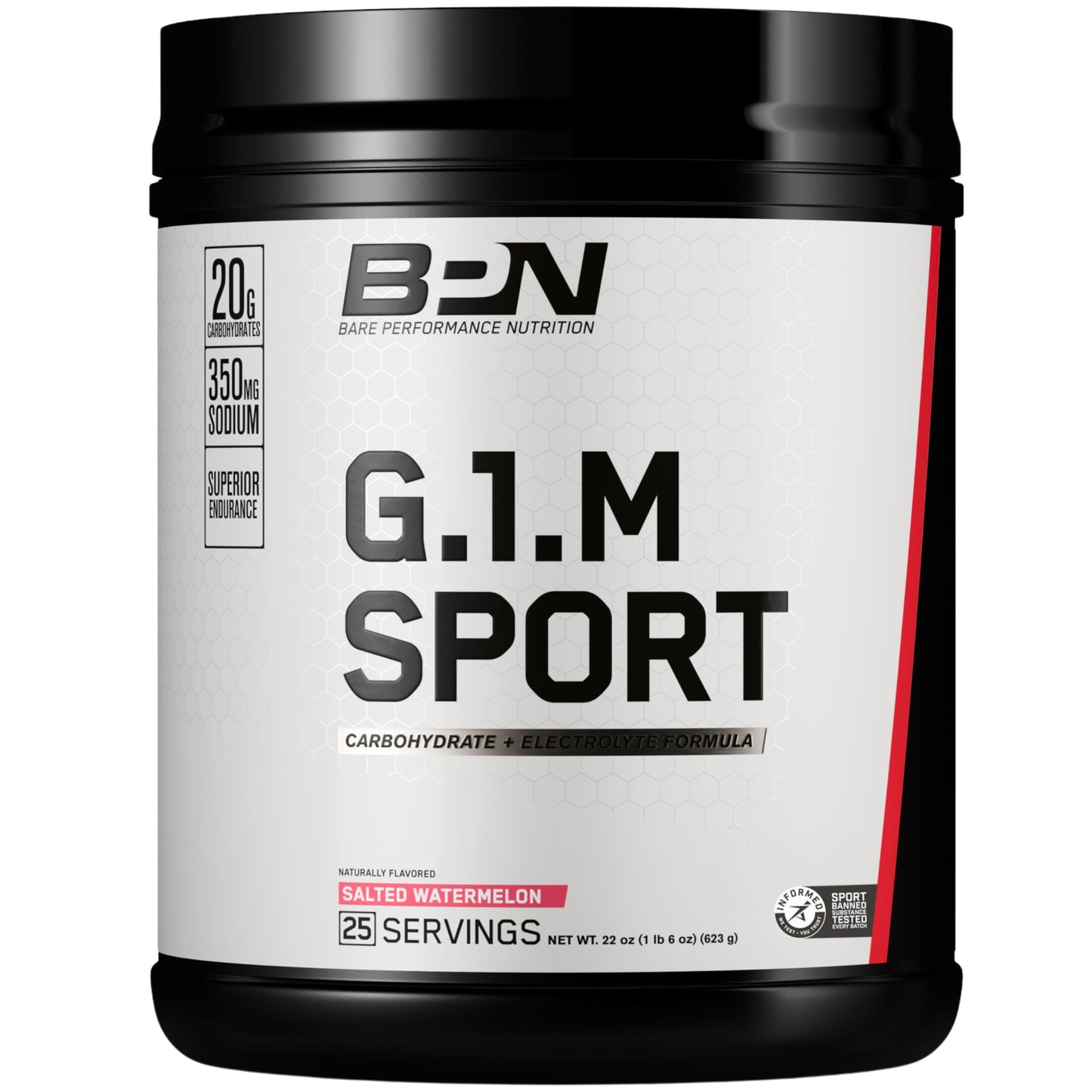 BARE PERFORMANCE NUTRITION, BPN G.1.M Go One More Sport, Endurance Training Fuel, Superior Carbohydrate & Electrolytes Powder Formula, Reduce Fatigue, Salted Watermelon, 25 Servings