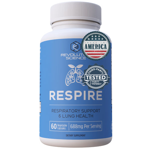 Revolution Science Respire Lung Support Supplement - Lung Cleanse & Lung Detox, Lung Health Formula with Quercetin, Bromelain & Butterbur for Clear Lungs, Breathing & Bronchial Support - 60 Capsules