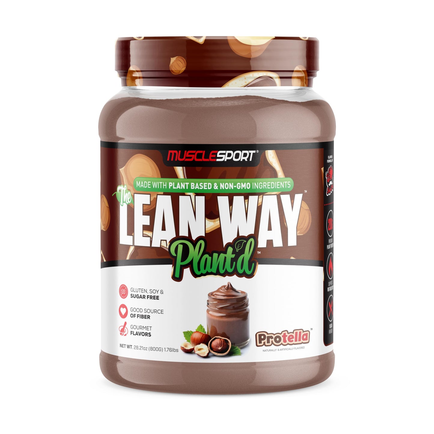 Musclesport Lean Way Plant Protein - Pea Protein and Brown Rice Protein Blend, with Added CLA, MCT and L-Carnitine - 20 Servings (Protella)